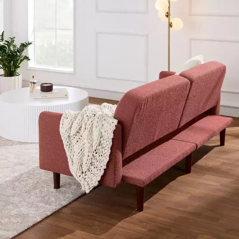 Canapé-Lit Courbe Convertible avec Dossier Réglable en Tissu Bouclé Best Choice Products