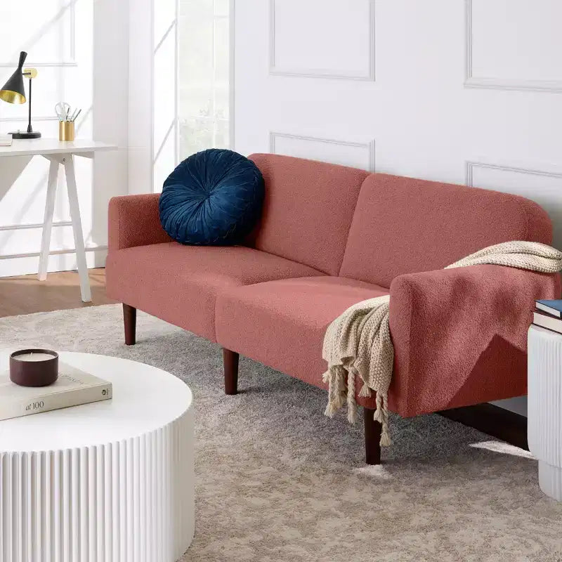 Canapé-Lit Courbe Convertible avec Dossier Réglable en Tissu Bouclé Best Choice Products