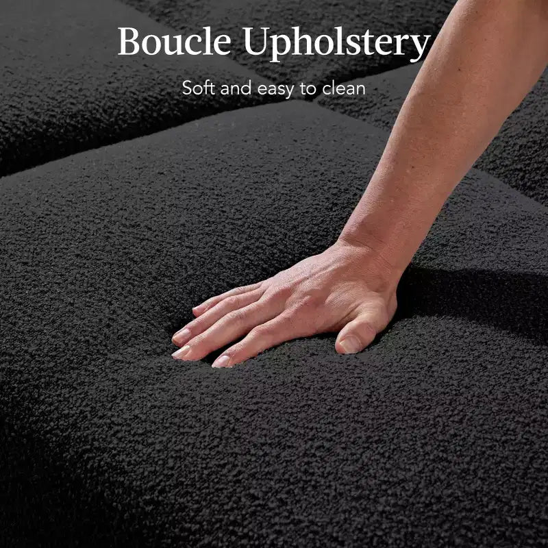 Canapé-Lit Courbe Convertible avec Dossier Réglable en Tissu Bouclé Best Choice Products
