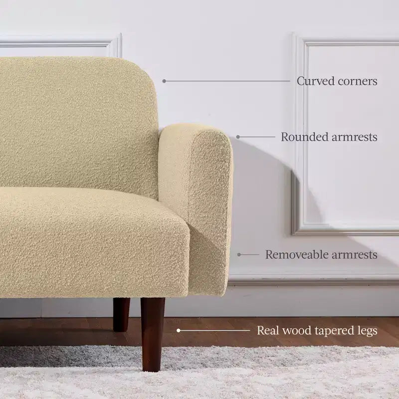 Canapé-Lit Courbe Convertible avec Dossier Réglable en Tissu Bouclé Best Choice Products