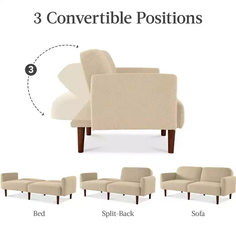 Canapé-Lit Courbe Convertible avec Dossier Réglable en Tissu Bouclé Best Choice Products