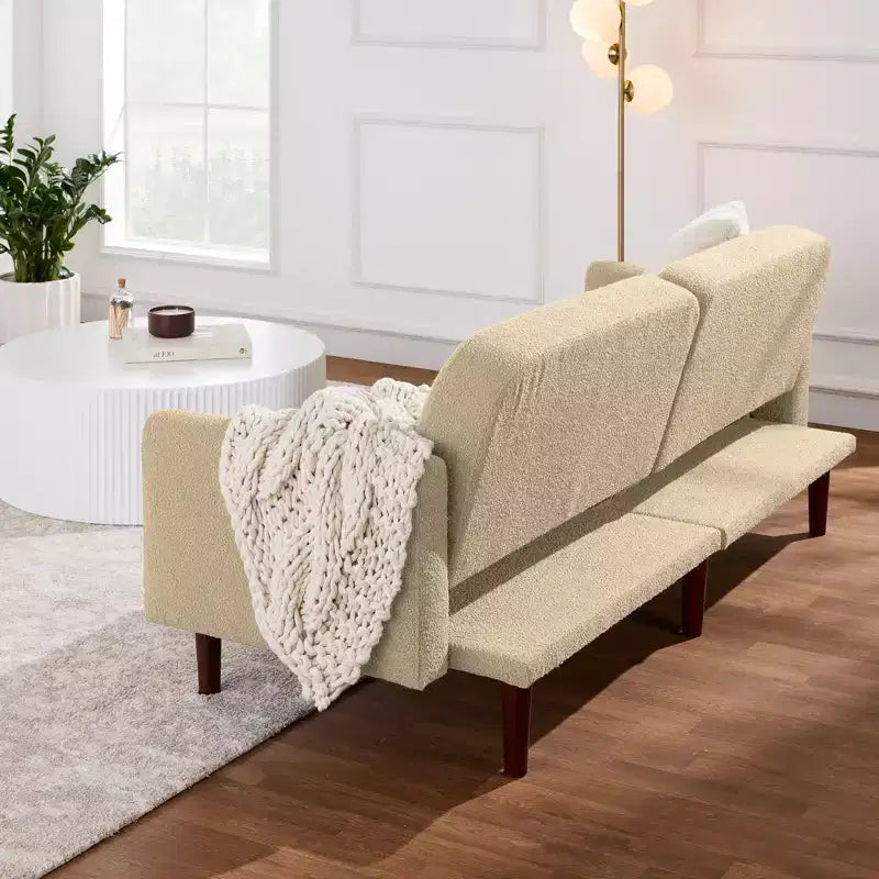 Canapé-Lit Courbe Convertible avec Dossier Réglable en Tissu Bouclé Best Choice Products