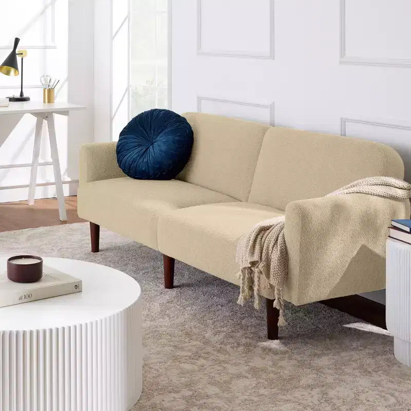 Canapé-Lit Courbe Convertible avec Dossier Réglable en Tissu Bouclé Best Choice Products