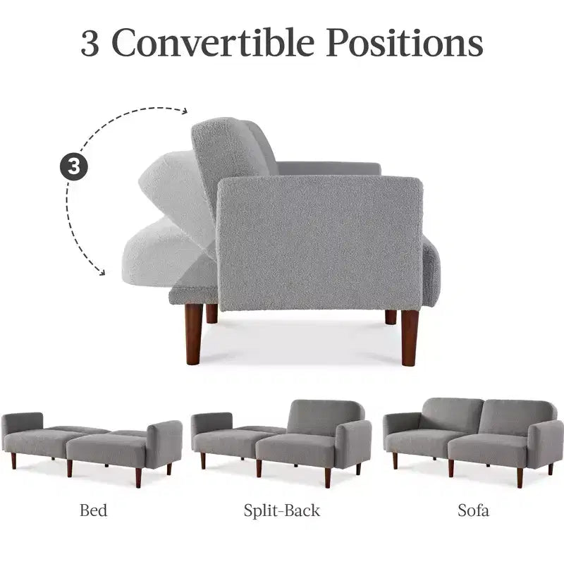 Canapé-Lit Courbe Convertible avec Dossier Réglable en Tissu Bouclé Best Choice Products