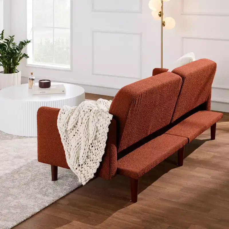 Canapé-Lit Courbe Convertible avec Dossier Réglable en Tissu Bouclé Best Choice Products