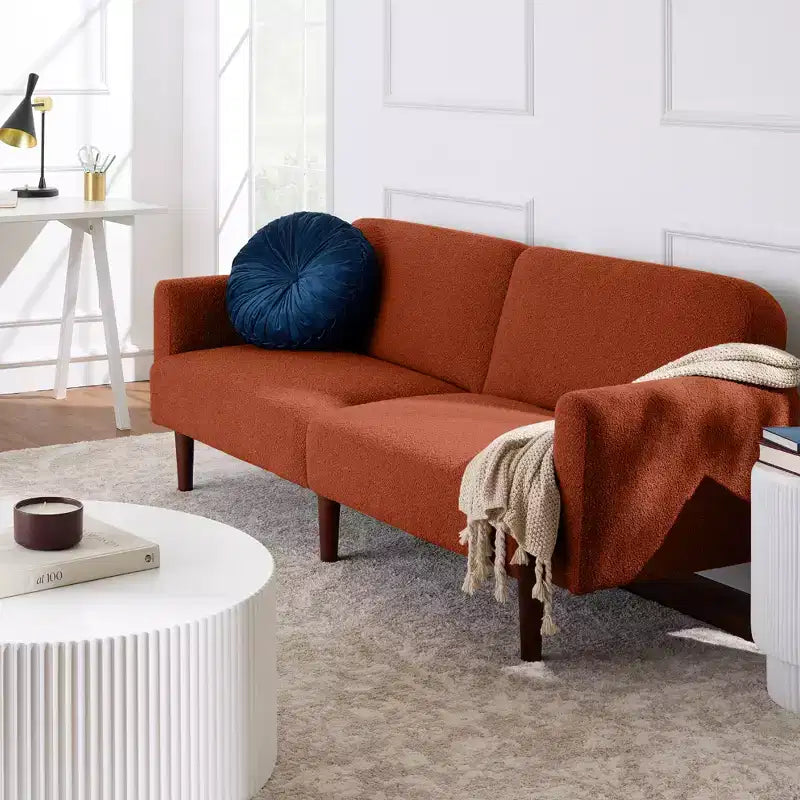 Canapé-Lit Courbe Convertible avec Dossier Réglable en Tissu Bouclé Best Choice Products