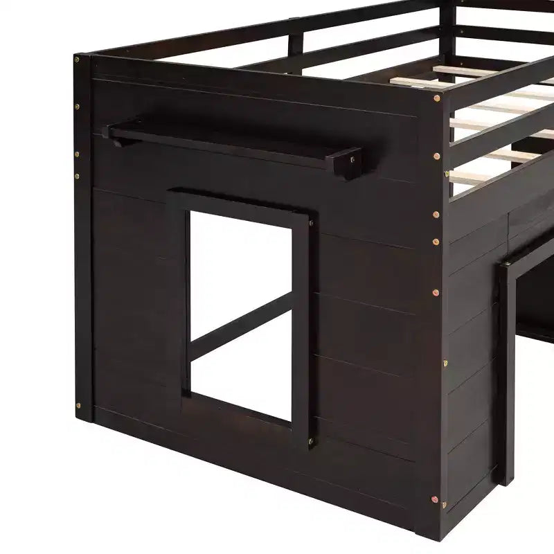 Lit mezzanine moderne Whisen 77,4 L x 40,5 l avec armoire et étagère, conçu pour votre sécurité