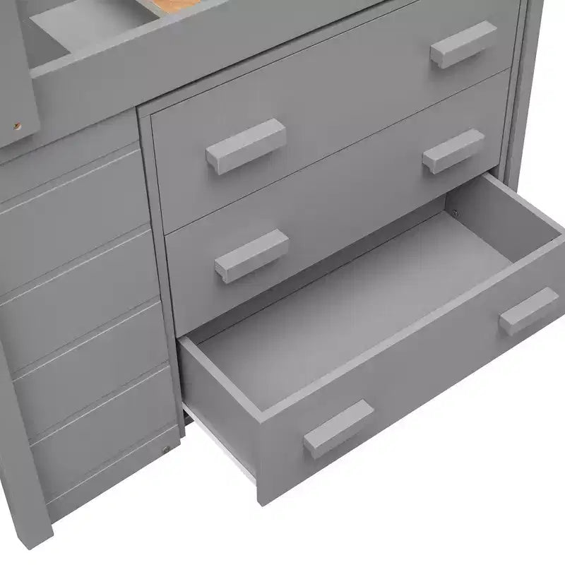 Lit mezzanine moderne Whisen 77,4 L x 40,5 l avec armoire et étagère, conçu pour votre sécurité