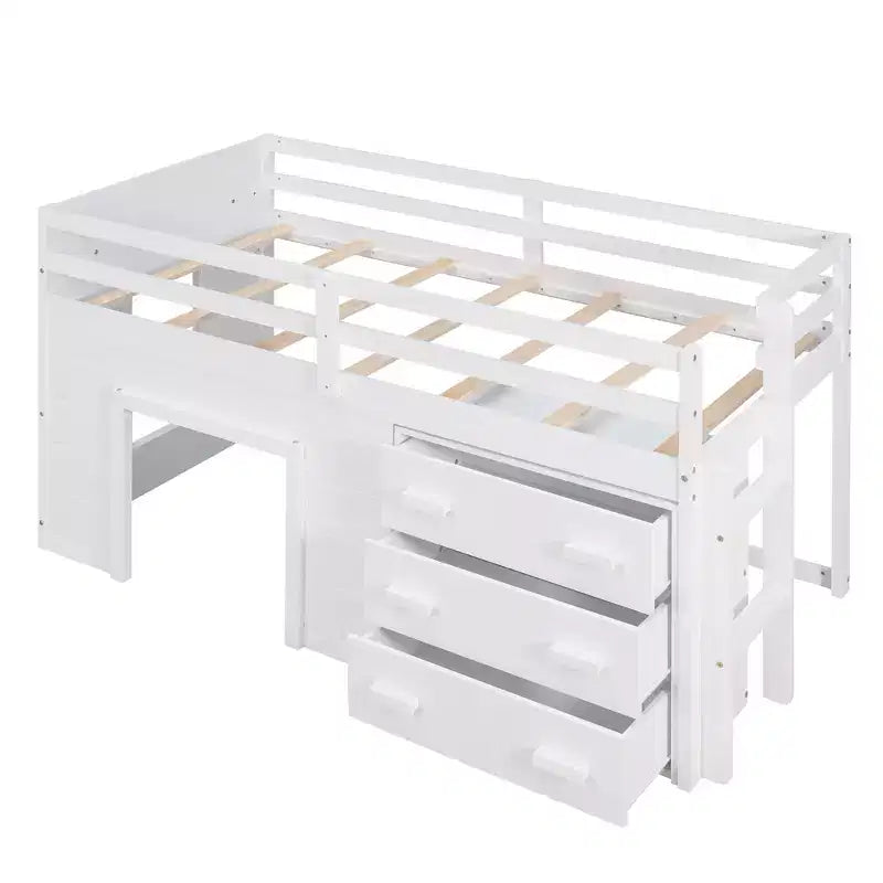 Lit mezzanine moderne Whisen 77,4 L x 40,5 l avec armoire et étagère, conçu pour votre sécurité
