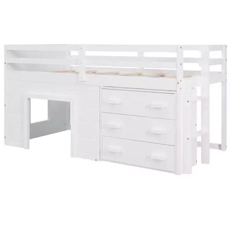 Lit mezzanine moderne Whisen 77,4 L x 40,5 l avec armoire et étagère, conçu pour votre sécurité