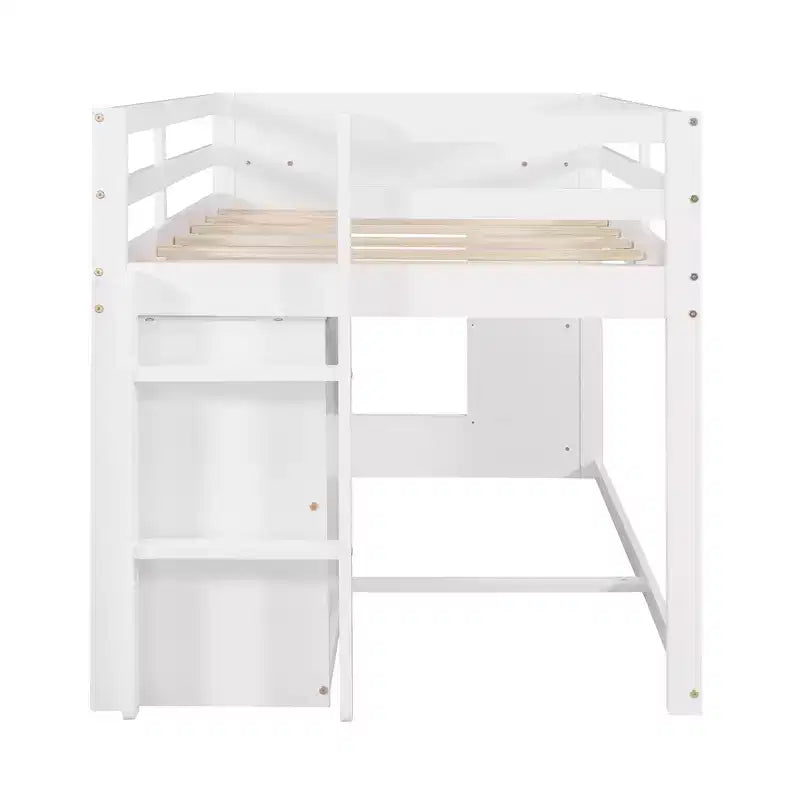Lit mezzanine moderne Whisen 77,4 L x 40,5 l avec armoire et étagère, conçu pour votre sécurité