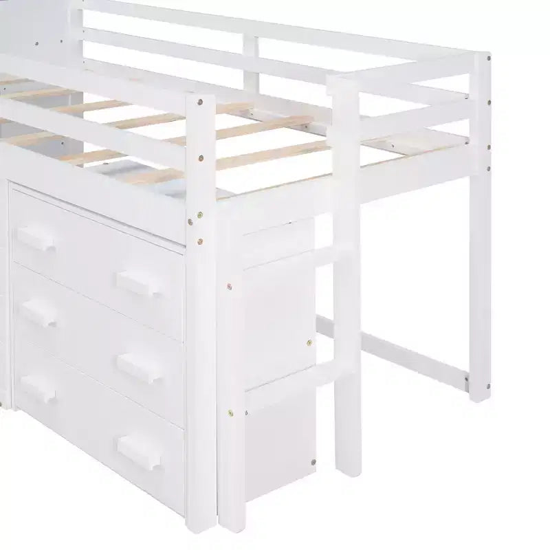 Lit mezzanine moderne Whisen 77,4 L x 40,5 l avec armoire et étagère, conçu pour votre sécurité