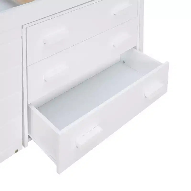 Lit mezzanine moderne Whisen 77,4 L x 40,5 l avec armoire et étagère, conçu pour votre sécurité
