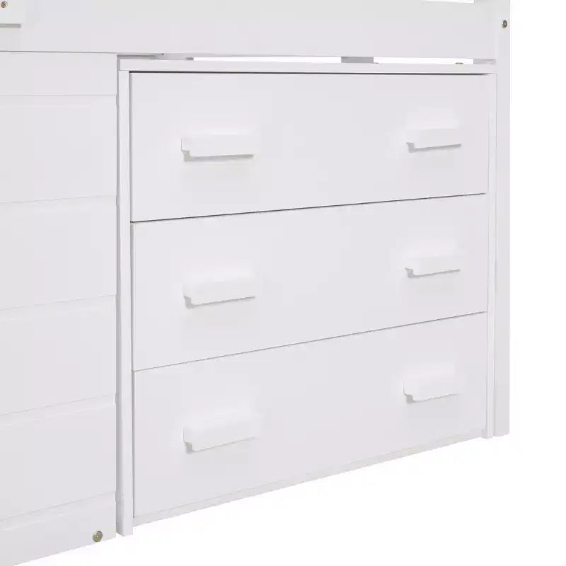 Lit mezzanine moderne Whisen 77,4 L x 40,5 l avec armoire et étagère, conçu pour votre sécurité