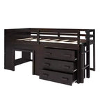 Lit mezzanine moderne Whisen 77,4 L x 40,5 l avec armoire et étagère, conçu pour votre sécurité