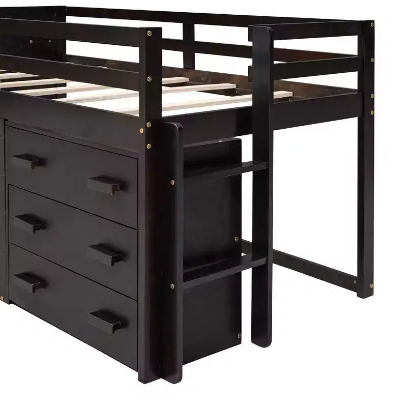 Lit mezzanine moderne Whisen 77,4 L x 40,5 l avec armoire et étagère, conçu pour votre sécurité