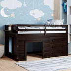 Lit mezzanine moderne Whisen 77,4 L x 40,5 l avec armoire et étagère, conçu pour votre sécurité