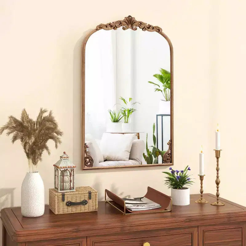 Costway 30 x 20/36 x 24/38 x 26 Miroir mural doré baroque orné vintage traditionnel avec cadre en métal