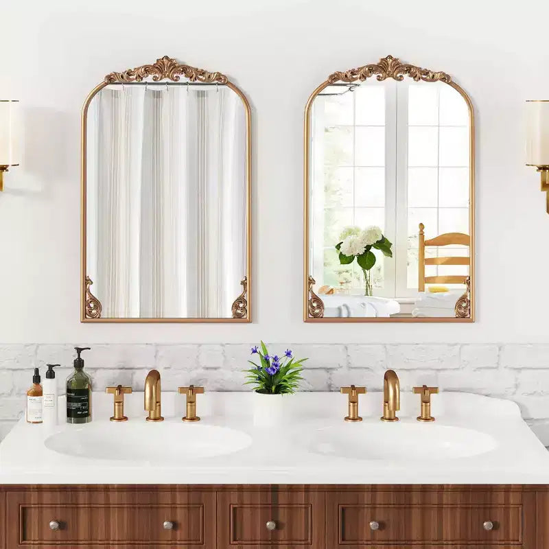 Costway 30 x 20/36 x 24/38 x 26 Miroir mural doré baroque orné vintage traditionnel avec cadre en métal