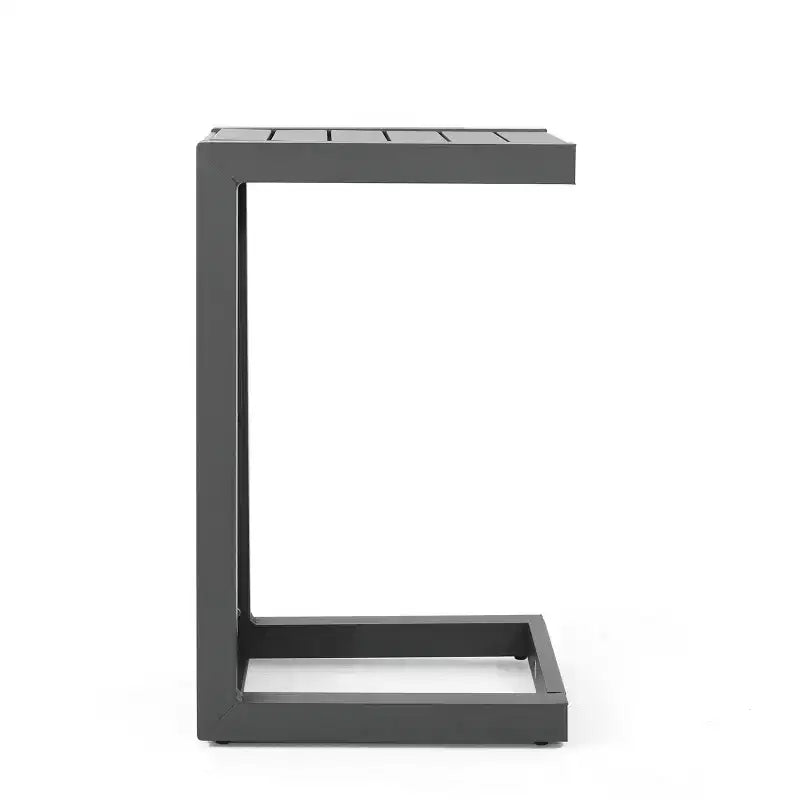 MAYEERTY Table d'appoint moderne en aluminium avec rangement gris