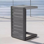MAYEERTY Table d'appoint moderne en aluminium avec rangement gris