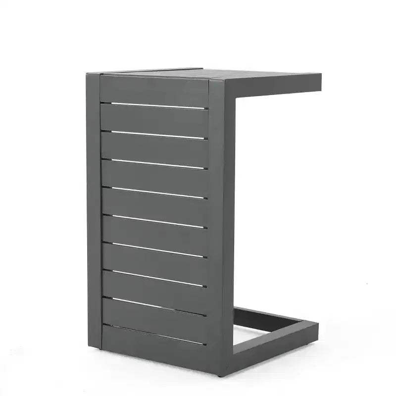 MAYEERTY Table d'appoint moderne en aluminium avec rangement gris
