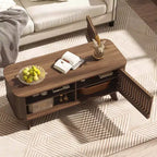 Table basse Costway avec rangement, étagères réglables et 2 portes, table basse en bois