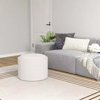 Table basse de rangement HOMCOM avec plateau rabattable et espace caché, repose-pieds rond avec revêtement en tissu aspect lin