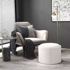 Table basse de rangement HOMCOM avec plateau rabattable et espace caché, repose-pieds rond avec revêtement en tissu aspect lin