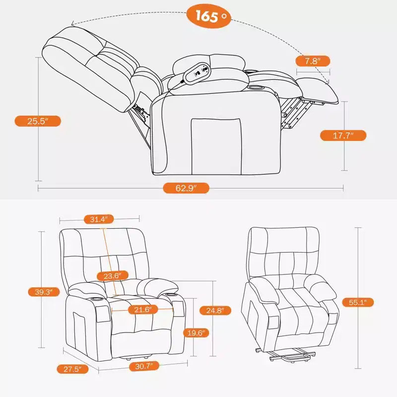 Fauteuil pivotant, Chaise de salon très rembourrée avec grands repose-pieds