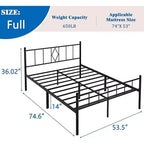 Base de lit plateforme en métal classique pleine grandeur de 35,56 cm de haut avec tête de lit/pied de lit en fer forgé/rangement sous le lit