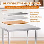 Table de travail robuste en acier inoxydable, table utilitaire à hauteur réglable pour la maison, le garage et la restauration