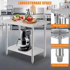 Table de travail robuste en acier inoxydable, table utilitaire à hauteur réglable pour la maison, le garage et la restauration