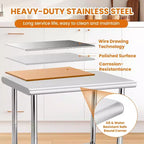 Table de travail robuste en acier inoxydable, table utilitaire à hauteur réglable pour la maison, le garage et la restauration