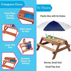Table d'activités convertible tout-en-un Svan Kids pour l'intérieur/extérieur (pique-nique, sable et eau) avec plateau amovible (109 x 89 x 48 cm) en 100 % bois