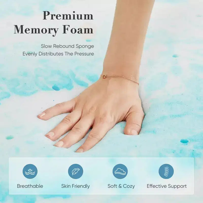 Matelas moelleux en mousse à mémoire de forme bleu de 5 cm pour lit double – Confort ultime, solution de sommeil premium