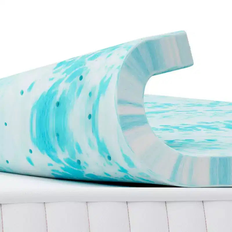 Matelas moelleux en mousse à mémoire de forme bleu de 5 cm pour lit double – Confort ultime, solution de sommeil premium
