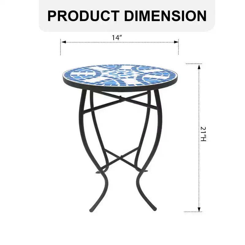 Table d'appoint Jiallo Mosaic Art Collection Blue Daisy