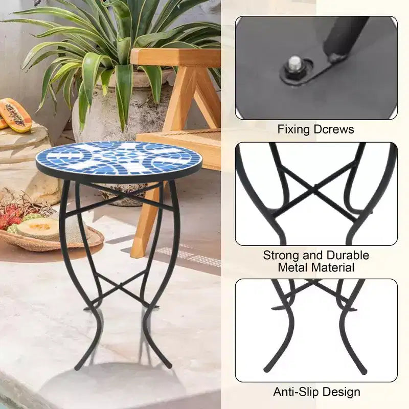 Table d'appoint Jiallo Mosaic Art Collection Blue Daisy
