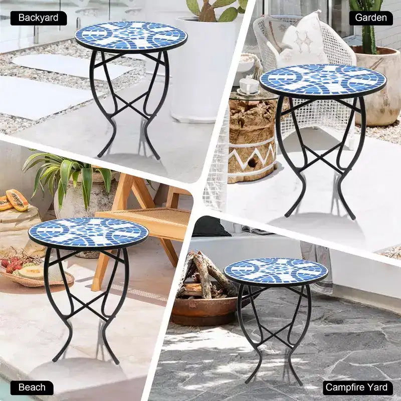 Table d'appoint Jiallo Mosaic Art Collection Blue Daisy