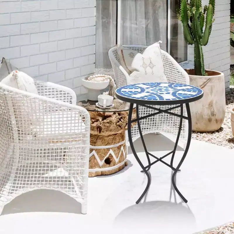 Table d'appoint Jiallo Mosaic Art Collection Blue Daisy