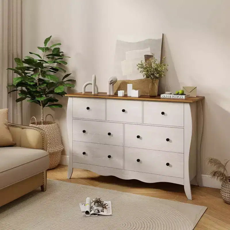 Costway Lot de 1/2 commodes de ferme de 120 cm avec 7 tiroirs pliants en tissu, kit anti-basculement gris