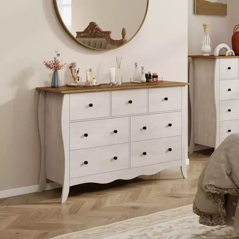 Costway Lot de 1/2 commodes de ferme de 120 cm avec 7 tiroirs pliants en tissu, kit anti-basculement gris