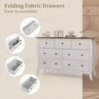 Costway Lot de 1/2 commodes de ferme de 120 cm avec 7 tiroirs pliants en tissu, kit anti-basculement gris