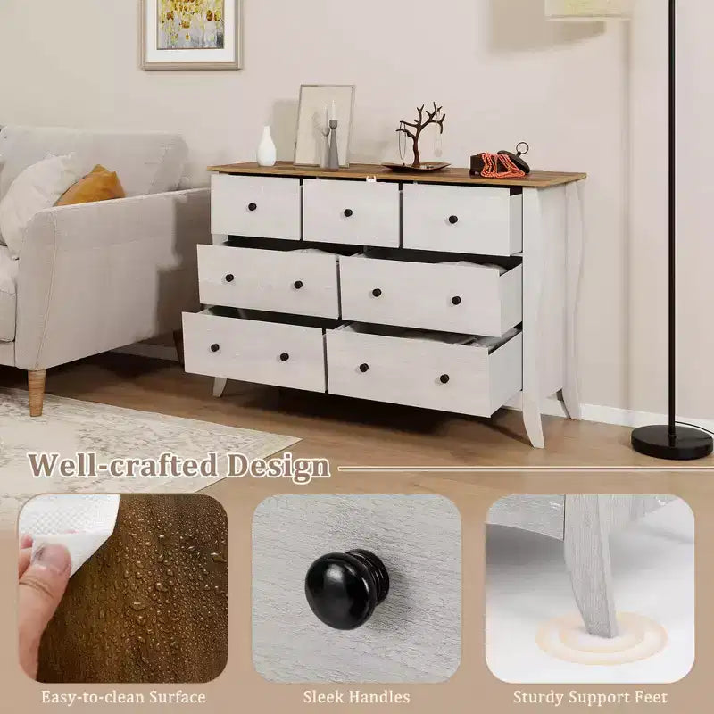 Costway Lot de 1/2 commodes de ferme de 120 cm avec 7 tiroirs pliants en tissu, kit anti-basculement gris