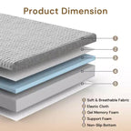 Wellos Matelas en mousse à mémoire de forme à gel, ferme, antidérapant, portable, tripliable, 4 plis