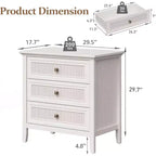 Commode Heynemo pour chambre à coucher, commode haute bohème avec 3 tiroirs décorés en rotin, commode en bois moderne pour placard, entrée