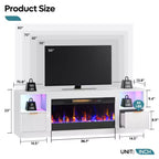 Meuble TV Bestier 70 pour cheminée cannelée brillante avec cheminée de 36 po et lumières DEL, centre de divertissement moderne avec armoires