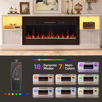Meuble TV Bestier 70 pour cheminée cannelée brillante avec cheminée de 36 po et lumières DEL, centre de divertissement moderne avec armoires