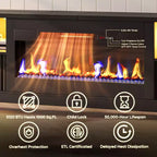 Meuble TV Bestier 70 pour cheminée cannelée brillante avec cheminée de 36 po et lumières DEL, centre de divertissement moderne avec armoires